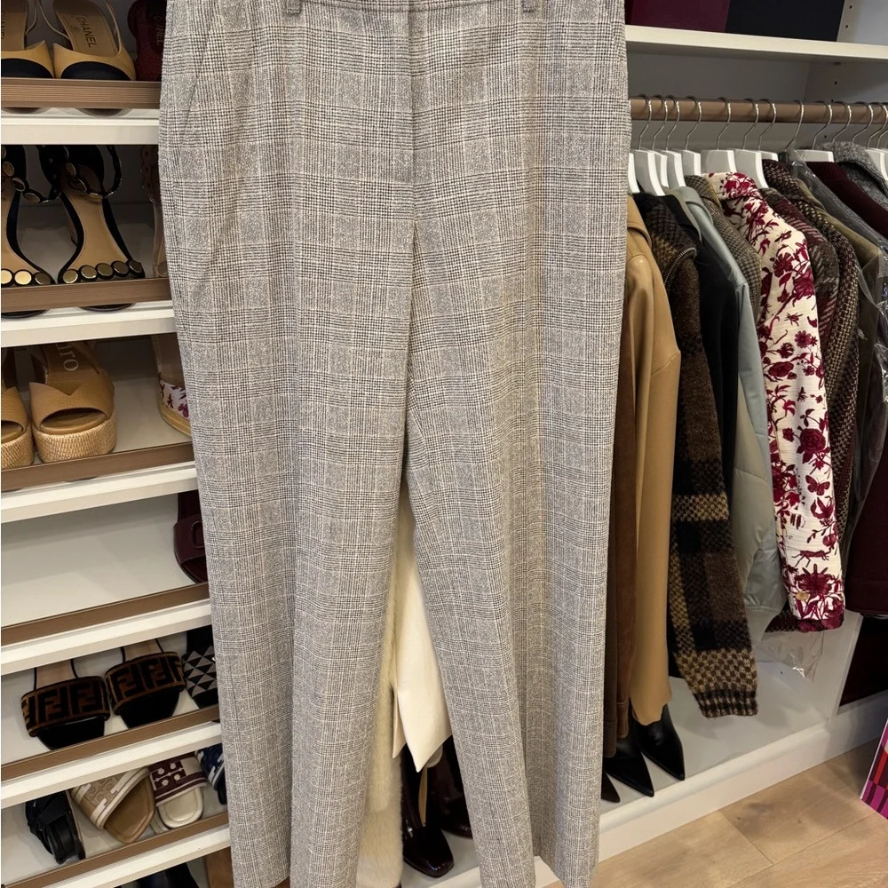 Lafayette 148 New York Sullivan Glen plaid wool blend boule’ Wide Leg Pants - Picture 9 of 16